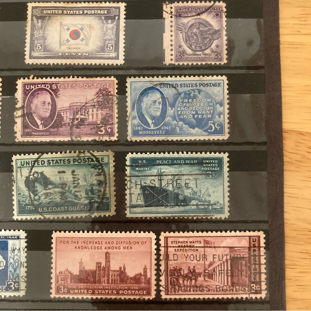 1940s Vintage Stamp Collection Page Ephemera US Stamps WWII Collectibles - Picture 8 of 15